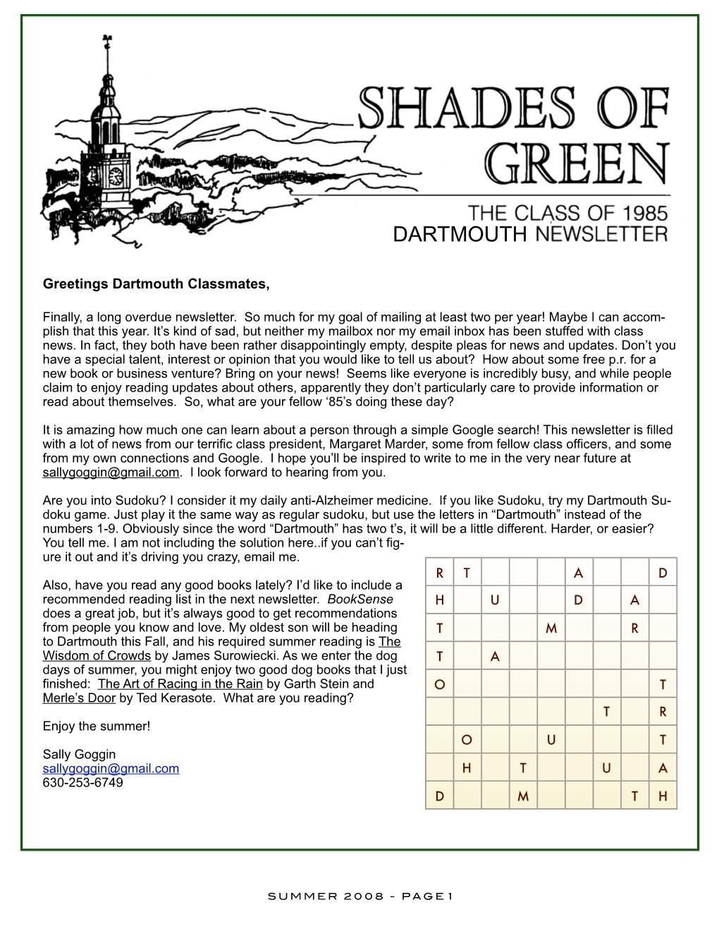 Dartmouth Newsletter 7:08