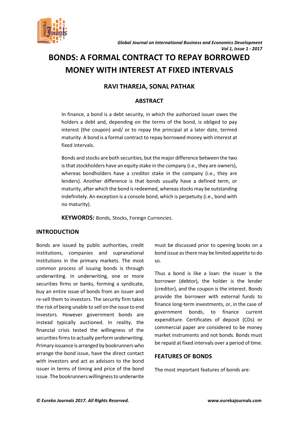 BONDS-A Formal Contract to Repay Borrowed Money
