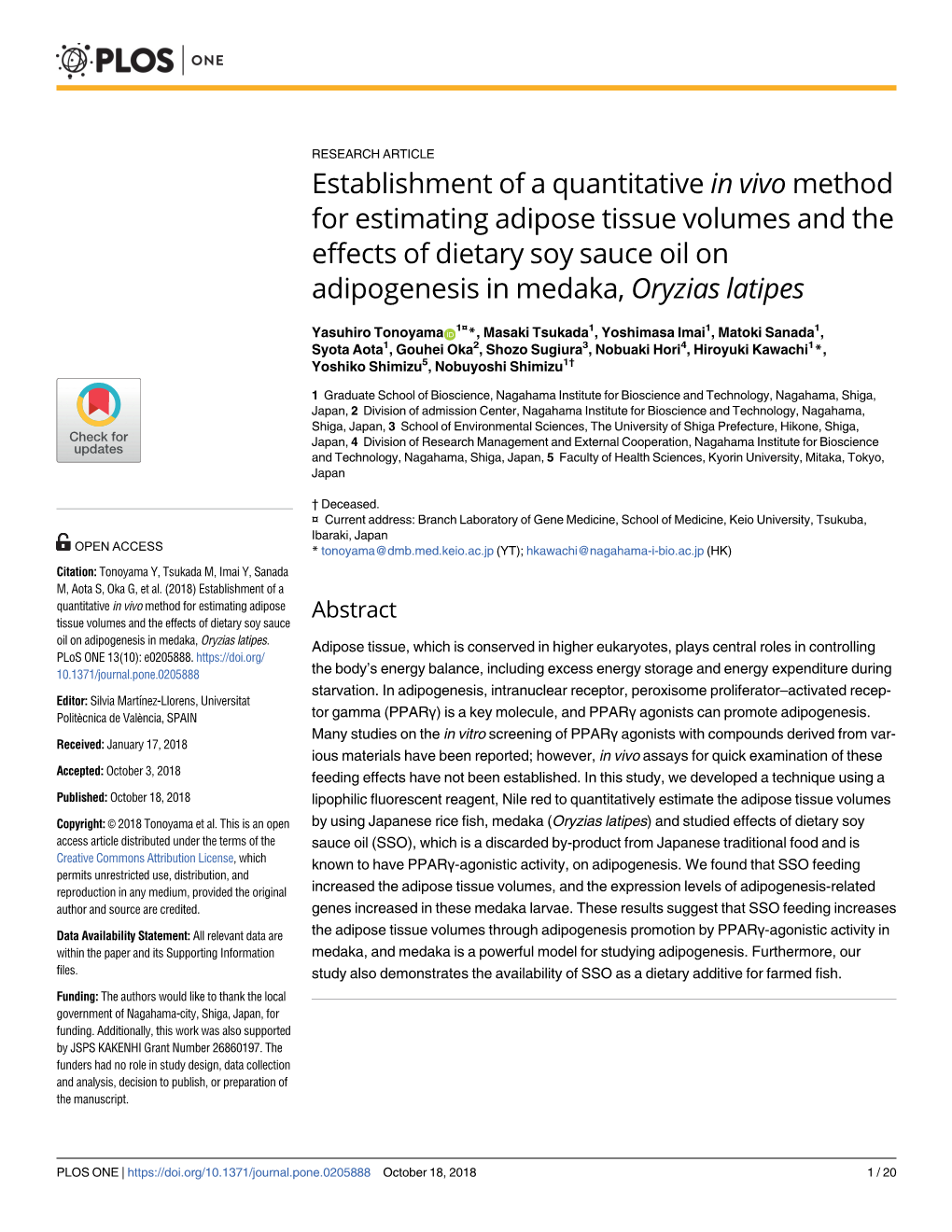 Establishment of a Quantitative in Vivo Method for Estimating Adipose