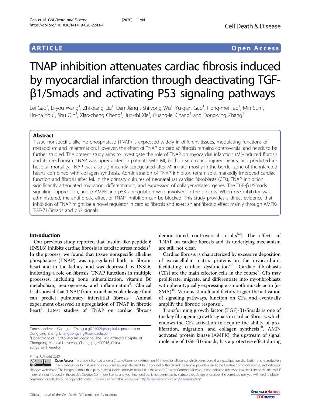 TNAP Inhibition Attenuates Cardiac Fibrosis Induced by Myocardial