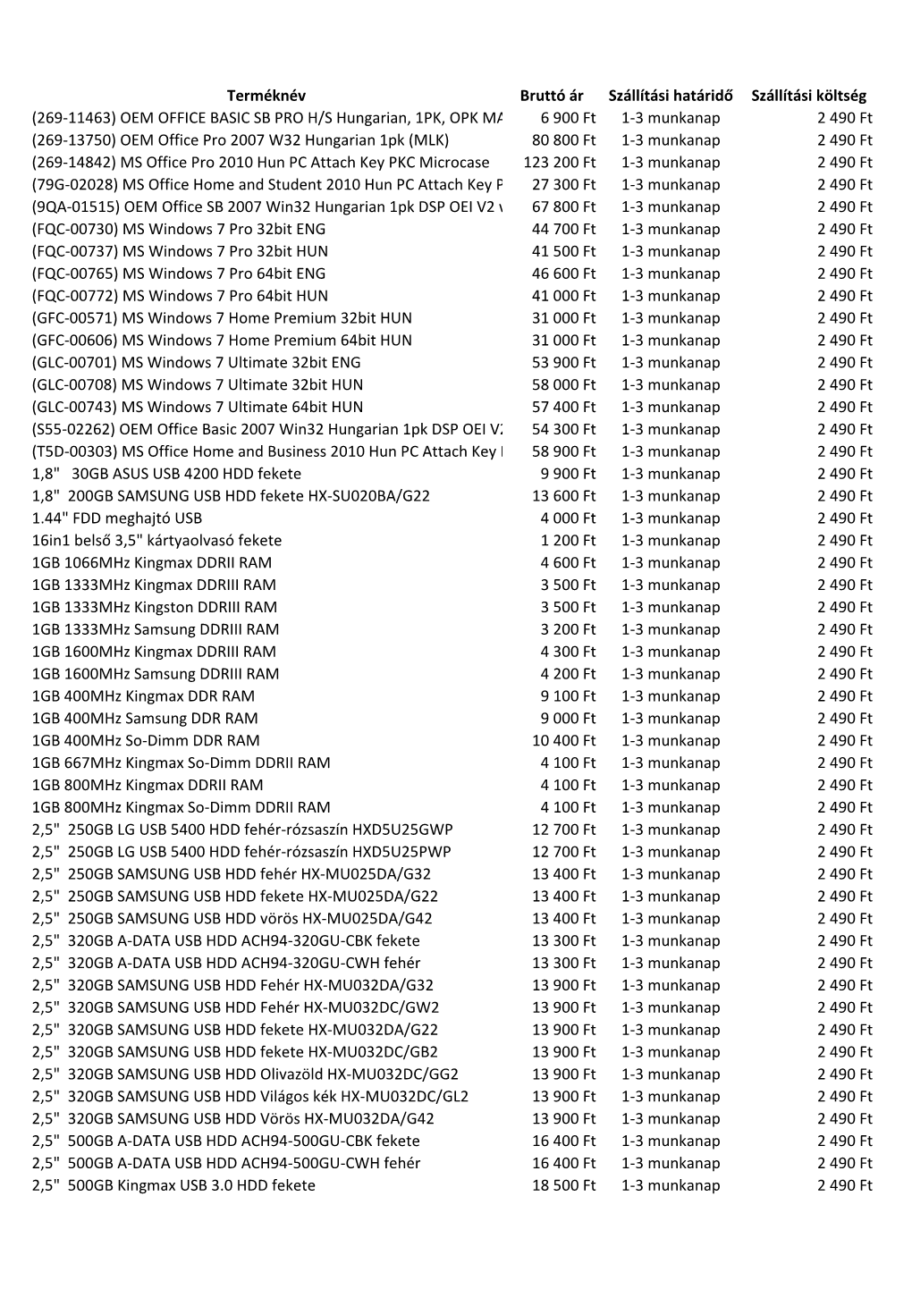 (269-11463) OEM OFFICE BASIC SB PRO H/S Hungarian