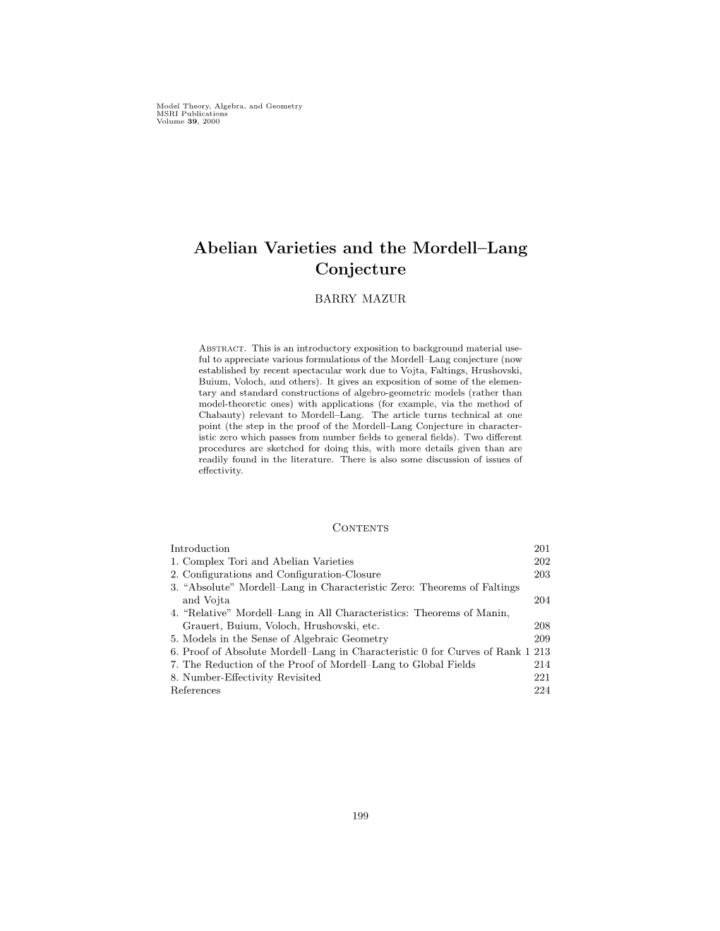 Abelian Varieties and the Mordell–Lang Conjecture