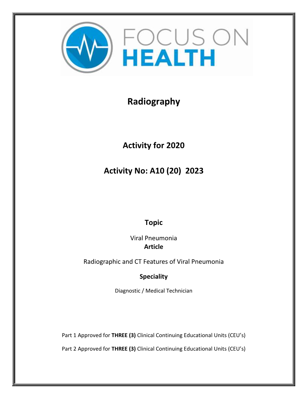 A10 (20) Part 1 Radiographic and CT Features of Viral Pneumonia