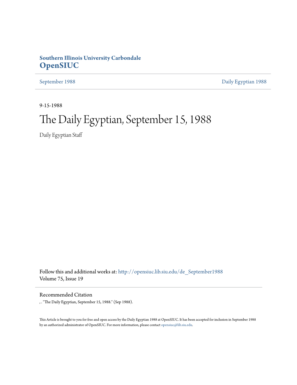 The Daily Egyptian, September 15, 1988