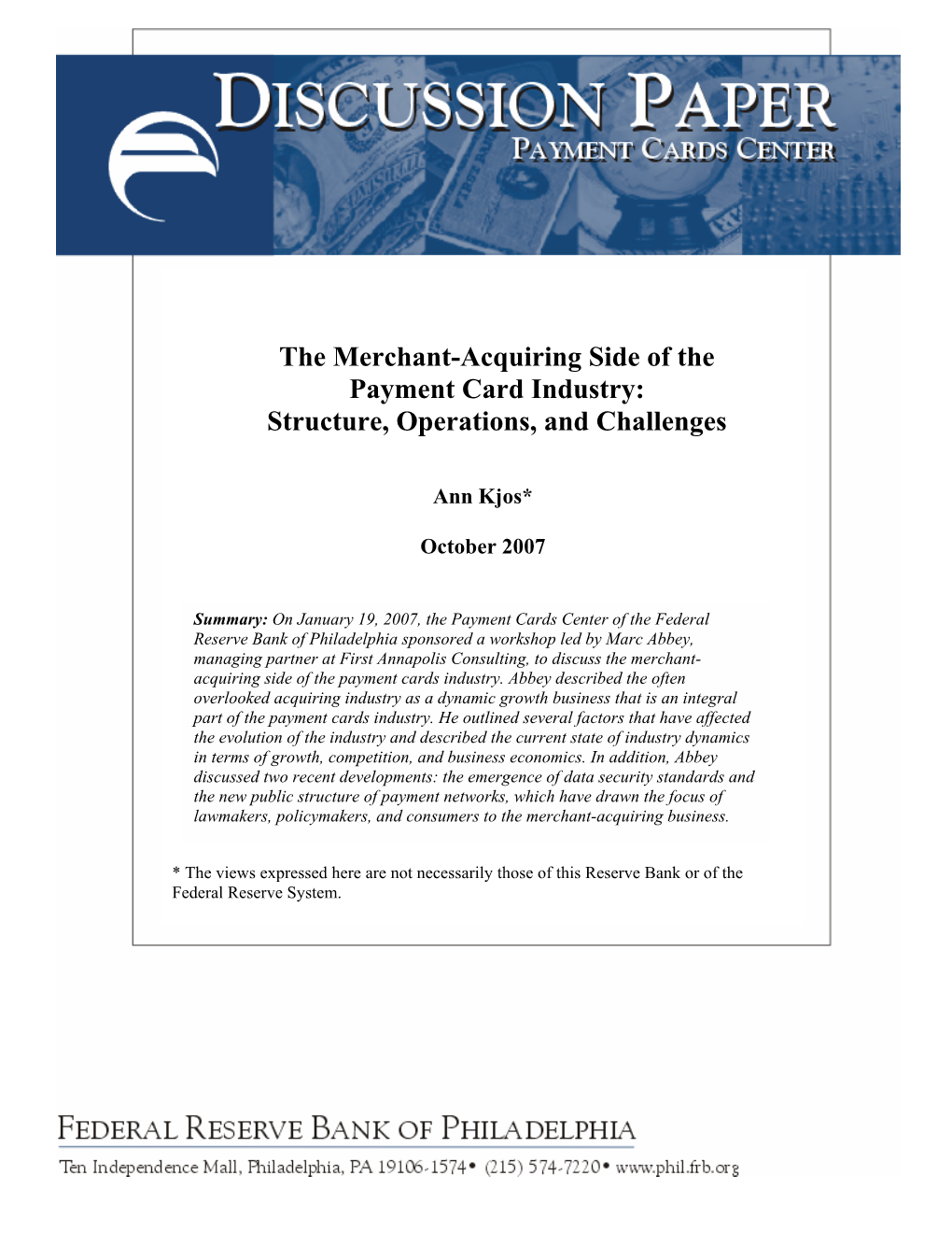 The Merchant-Acquiring Side of the Payment Card Industry: Structure, Operations, and Challenges