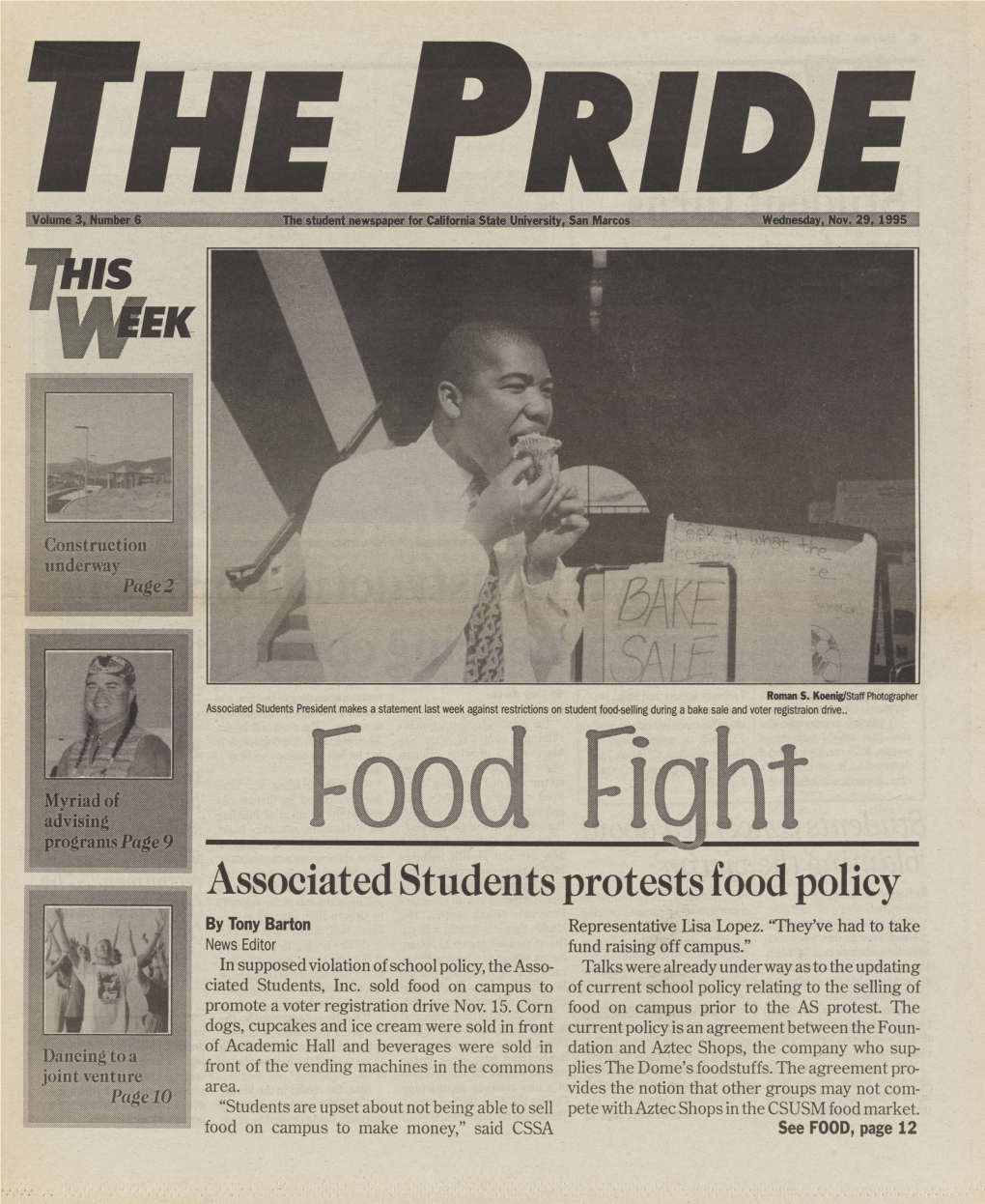 Associated Students Protests Food Policy by Tony Barton Representative Lisa Lopez