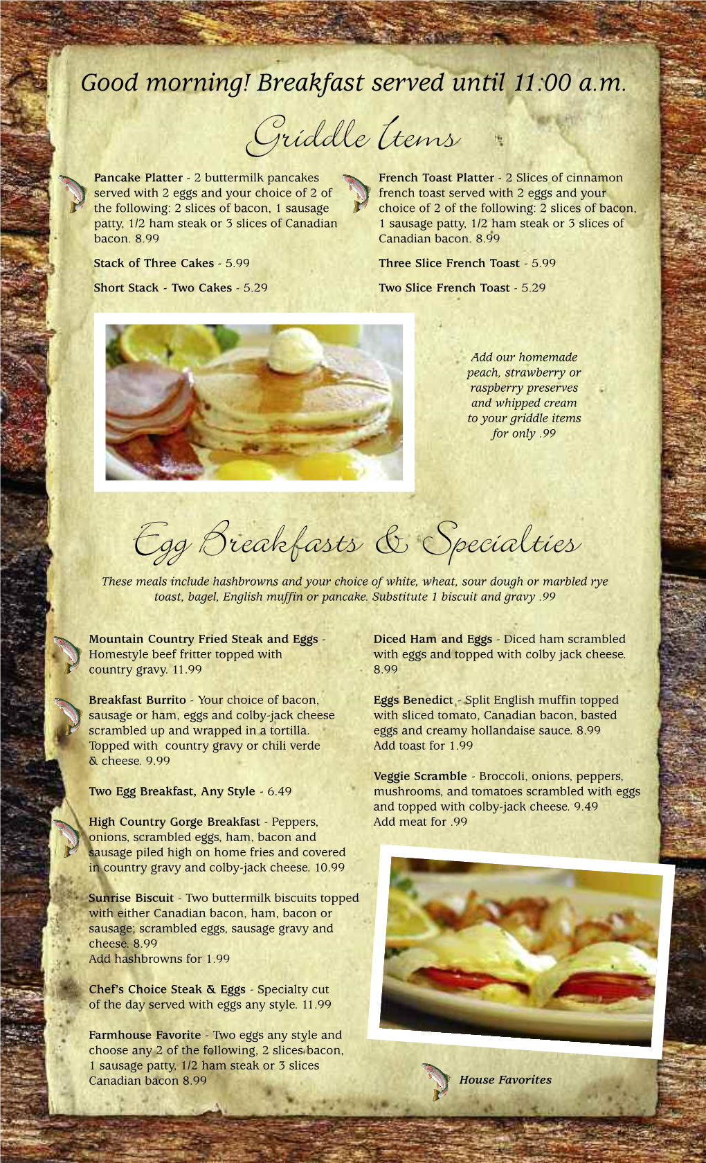 Egg Breakfasts & Specialties Griddle Items