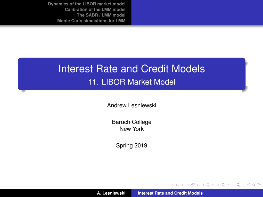 11. LIBOR Market Model