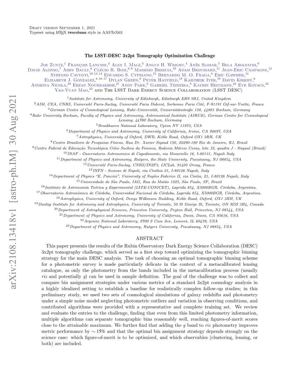 Arxiv:2108.13418V1 [Astro-Ph.IM] 30 Aug 2021