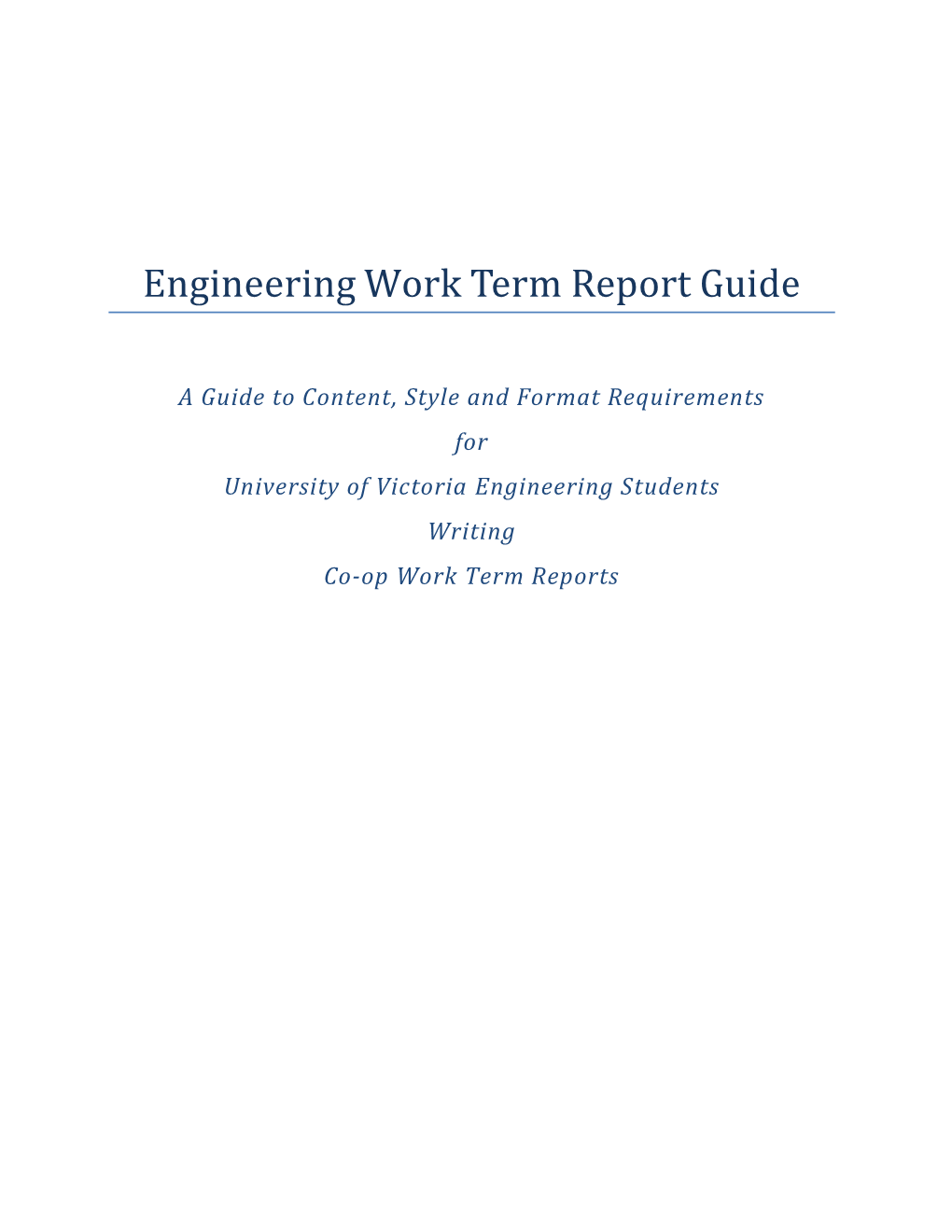 Engineering Work Term Report Guide