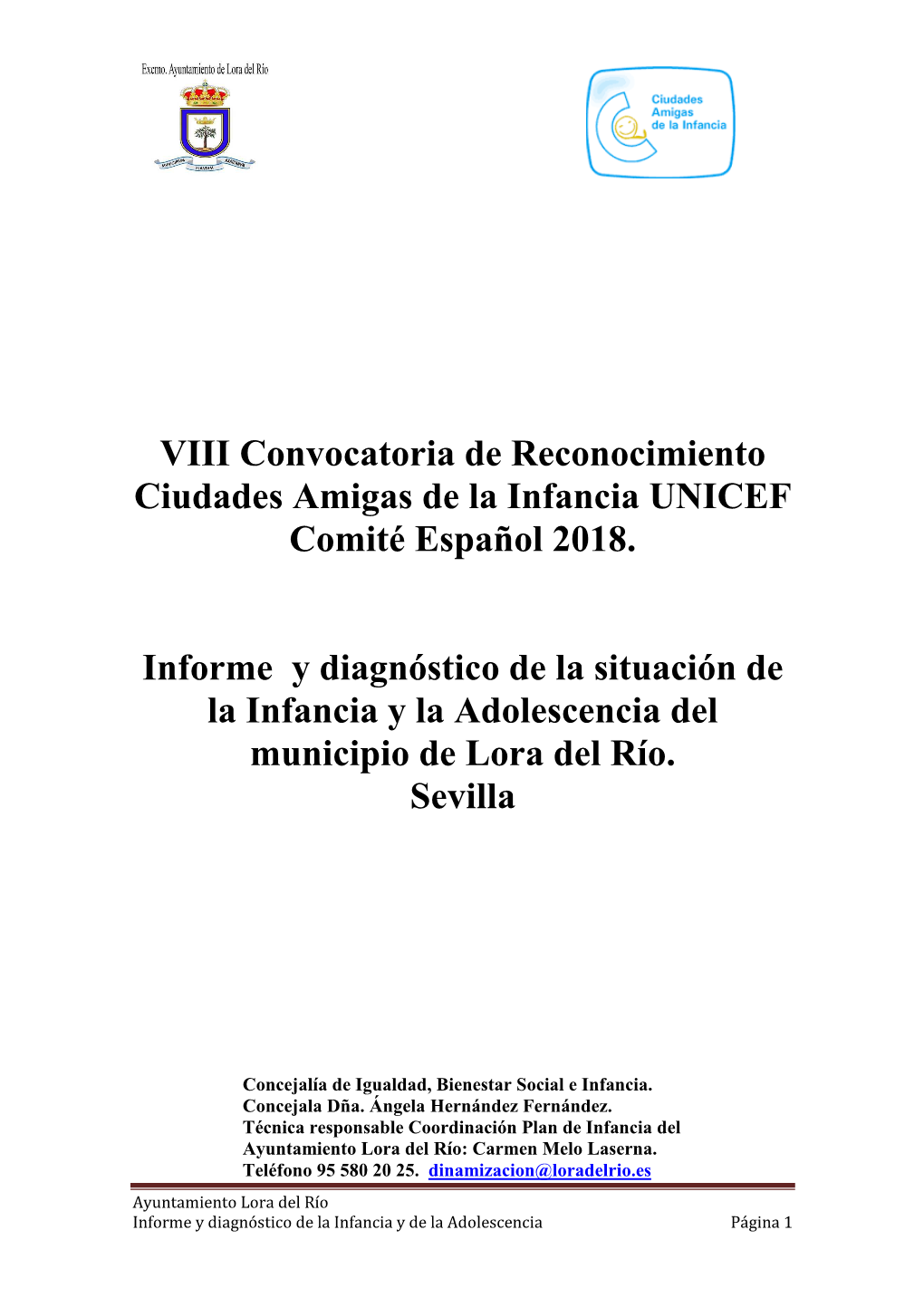 Informe Y Diagnóstico De La Infancia Y La Adolescencia En Lora Del