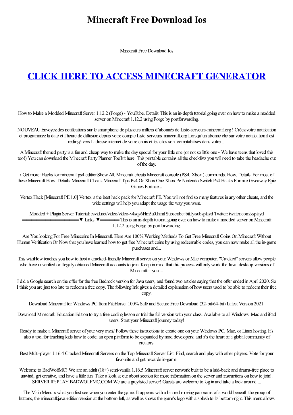 Minecraft Free Download Ios