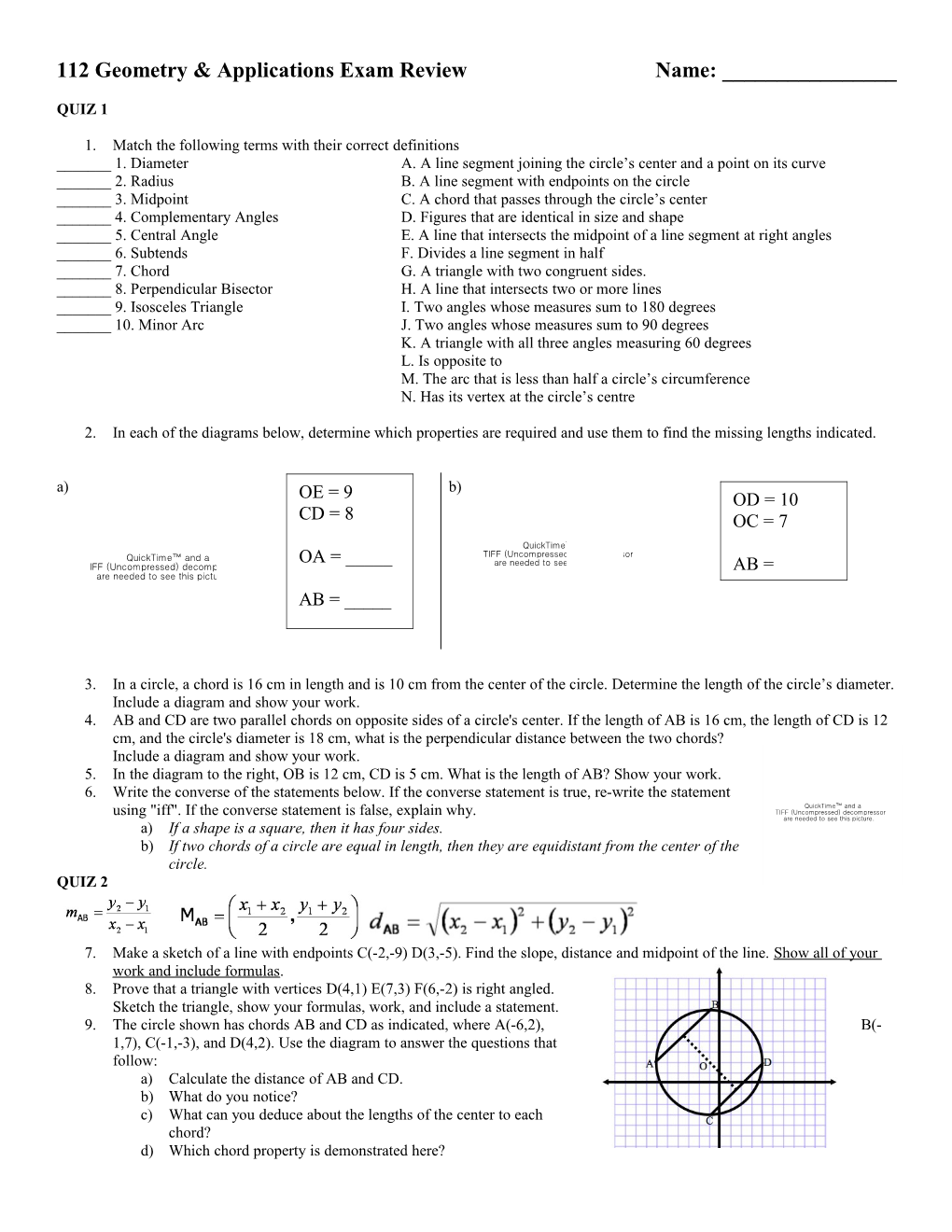 112 Geometry & Applications Exam Review