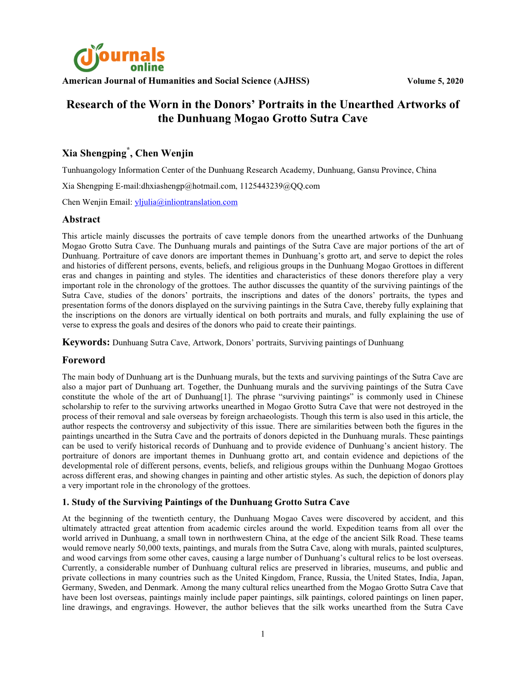 Research of the Worn in the Donors' Portraits in the Unearthed Artworks