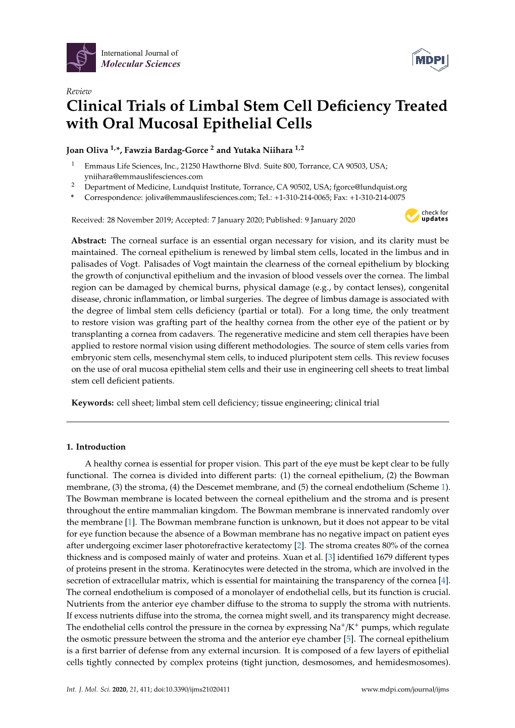 Clinical Trials of Limbal Stem Cell Deficiency Treated with Oral