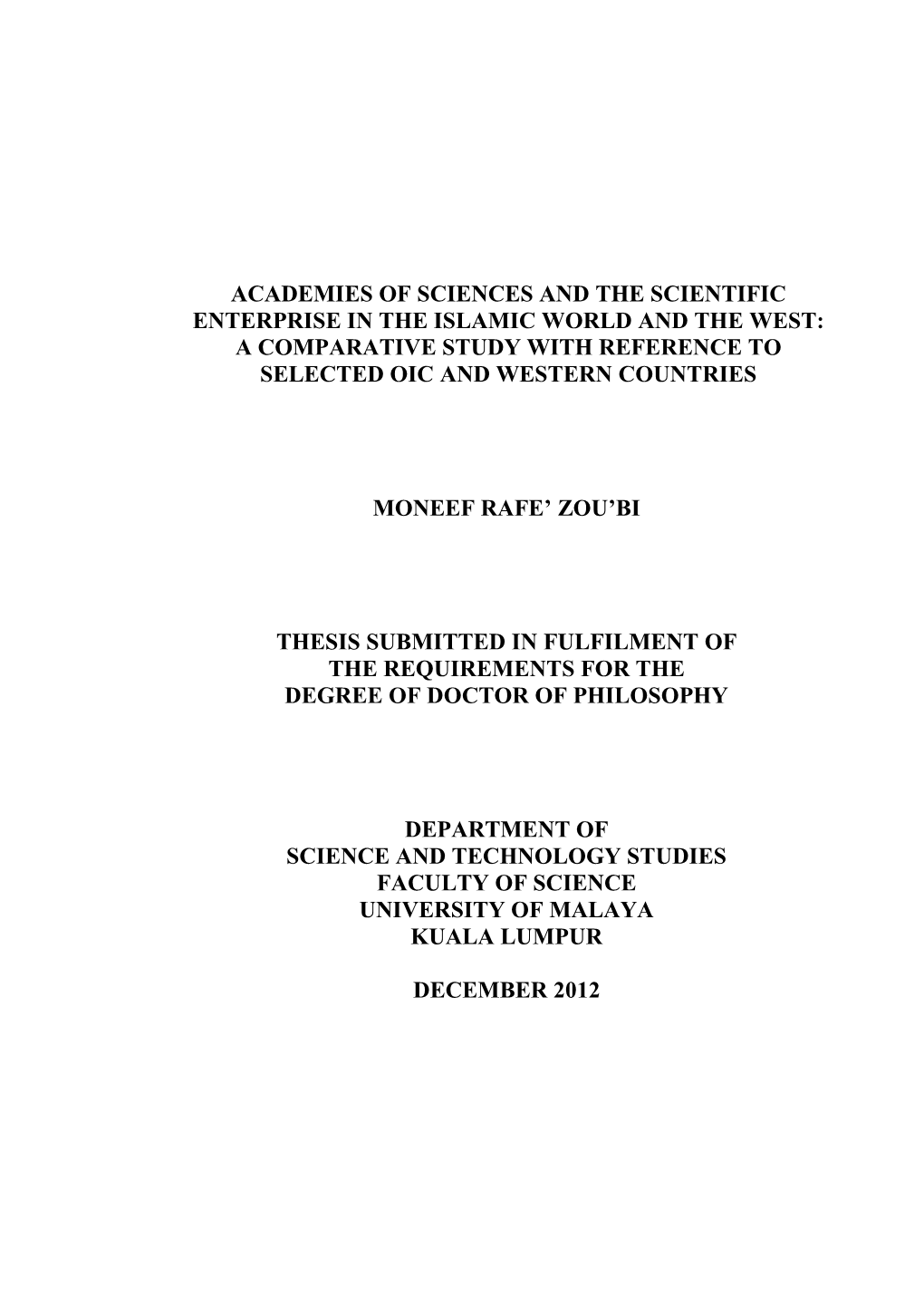 Proposed Titles of Thesis