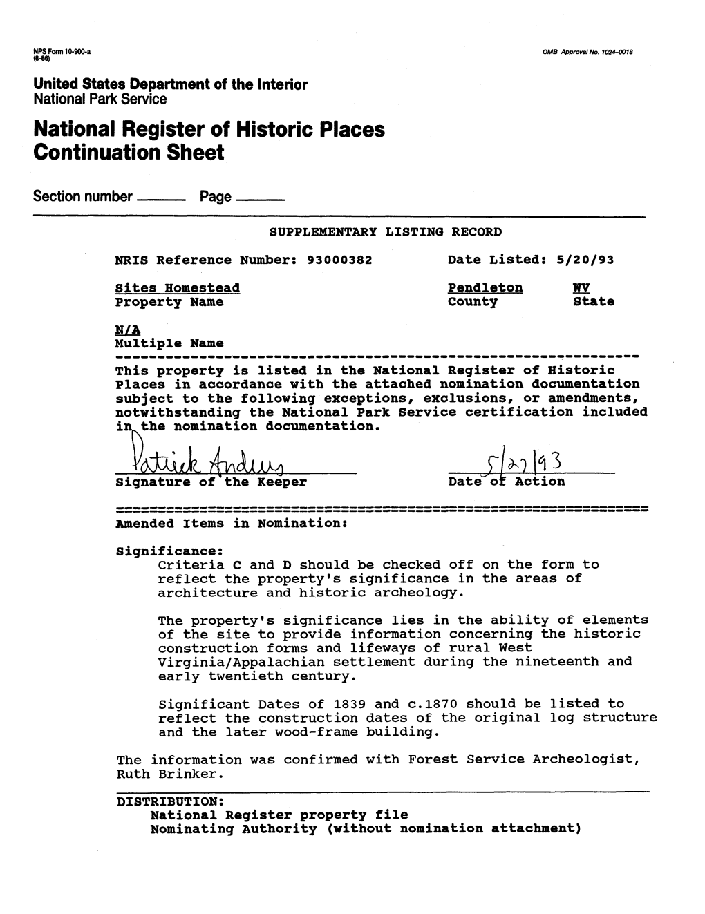 National Register of Historic Places Continuation Sheet