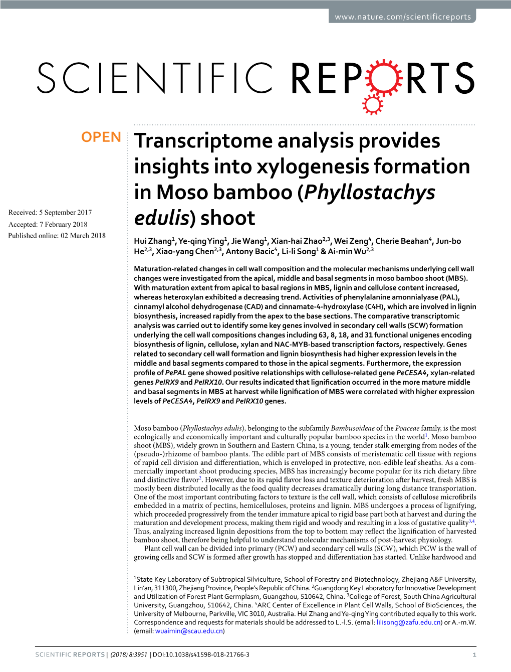 Transcriptome Analysis Provides Insights Into Xylogenesis Formation