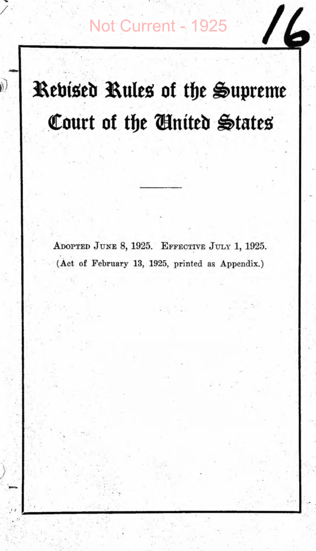 1925 Rules of the Supreme Court