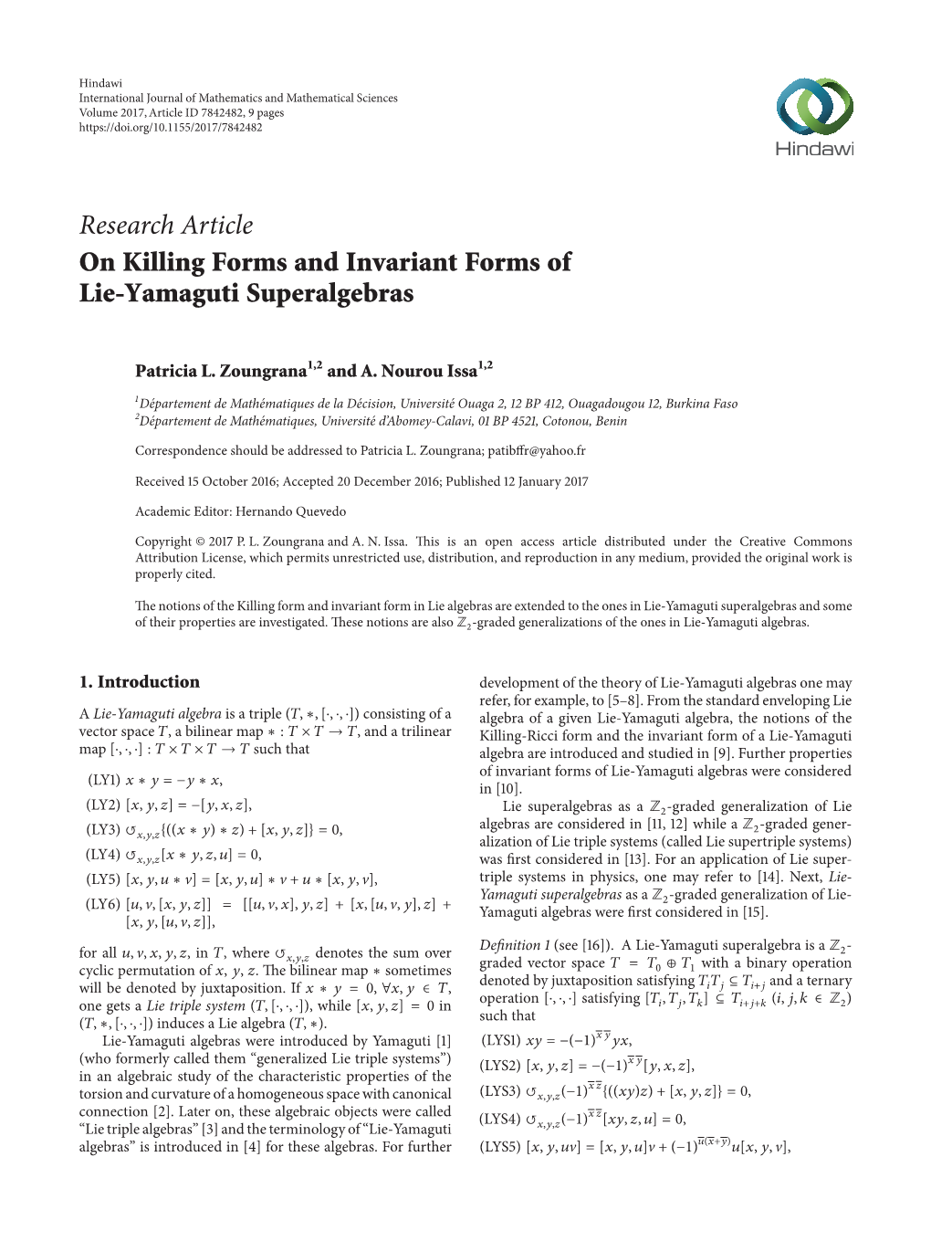Research Article on Killing Forms and Invariant Forms of Lie-Yamaguti Superalgebras