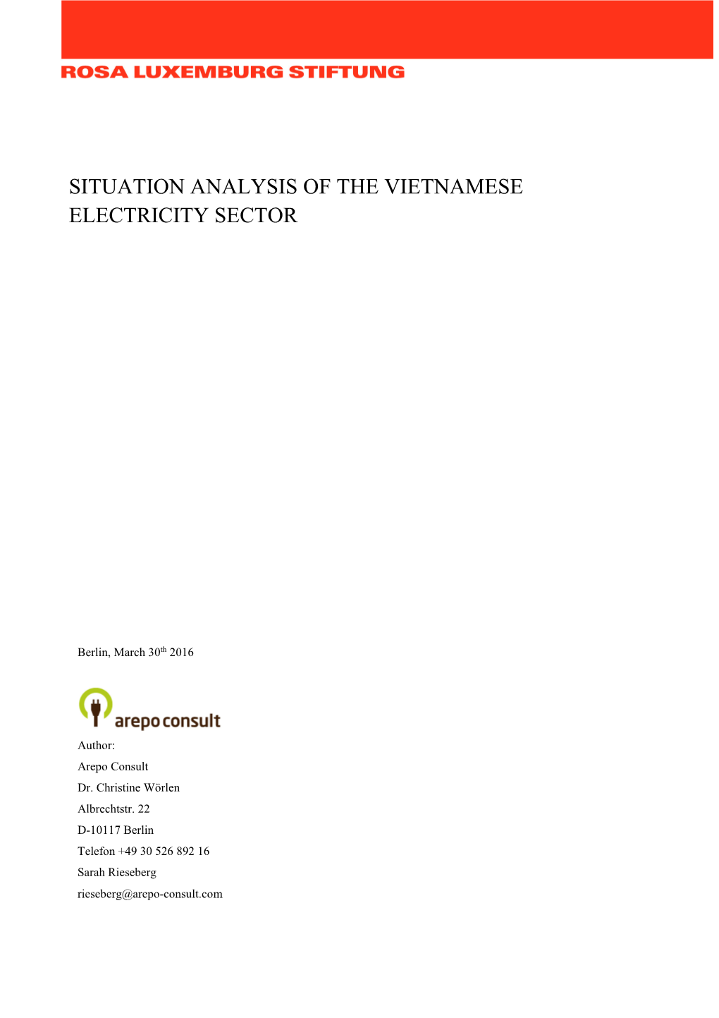 Situation Analysis of the Vietnamese Electricity Sector