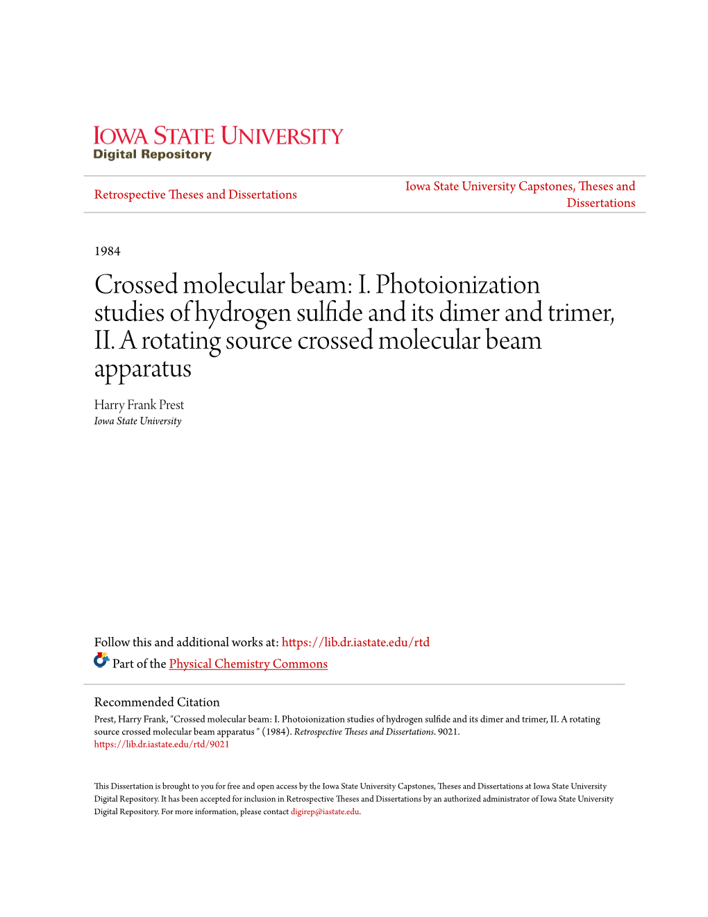 Crossed Molecular Beam: I