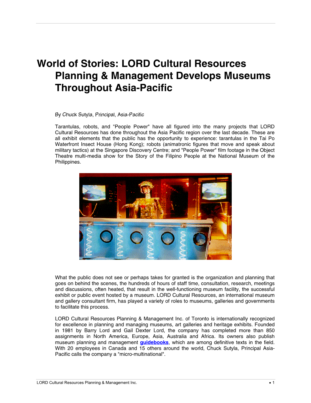 World of Stories: LORD Cultural Resources Planning & Management Develops Museums Throughout Asia-Pacific