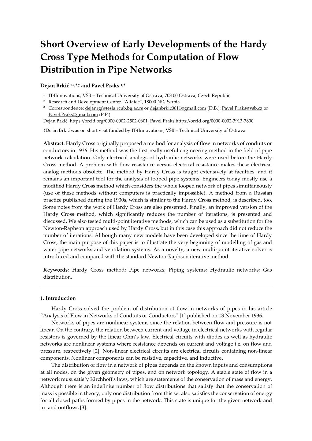 Short Overview of Early Developments of the Hardy Cross Type Methods for Computation of Flow Distribution in Pipe Networks