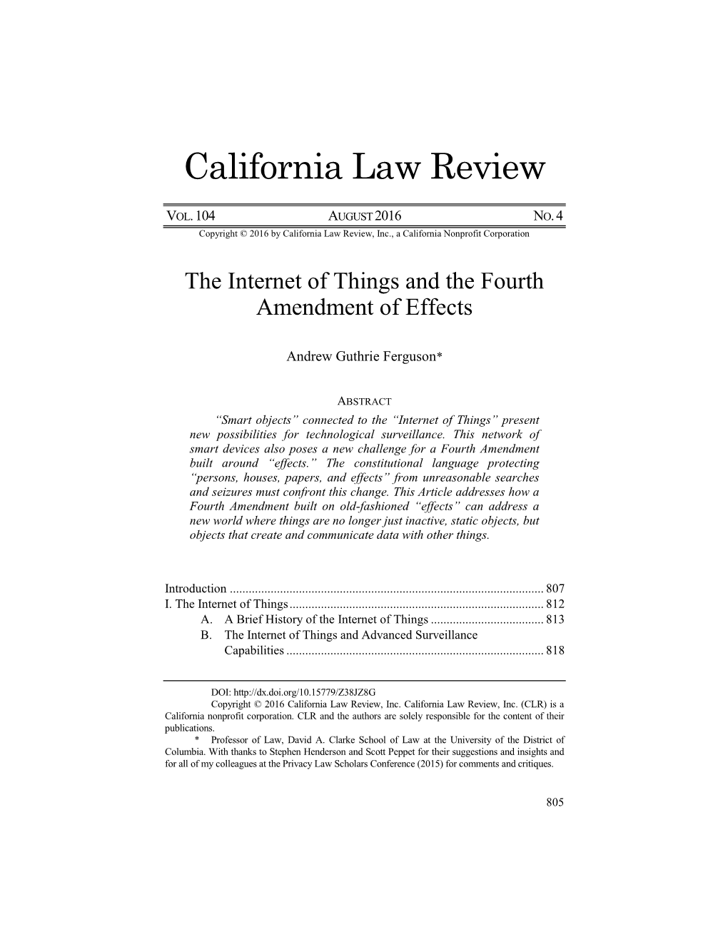 The Internet of Things and the Fourth Amendment of Effects