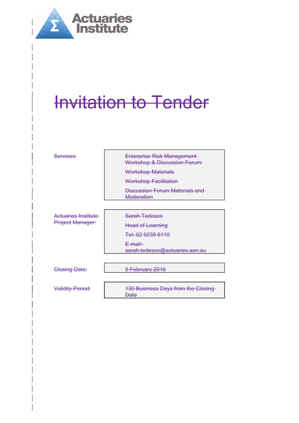 Invitation to Tender Template s2