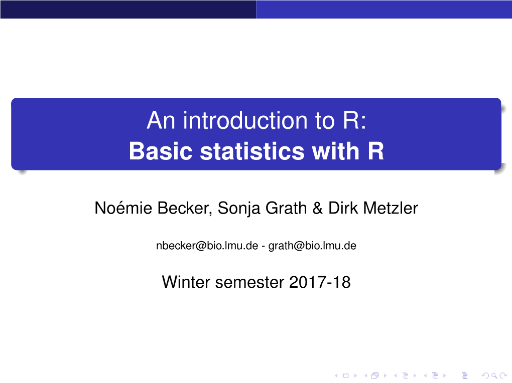 An Introduction to R: Basic Statistics with R