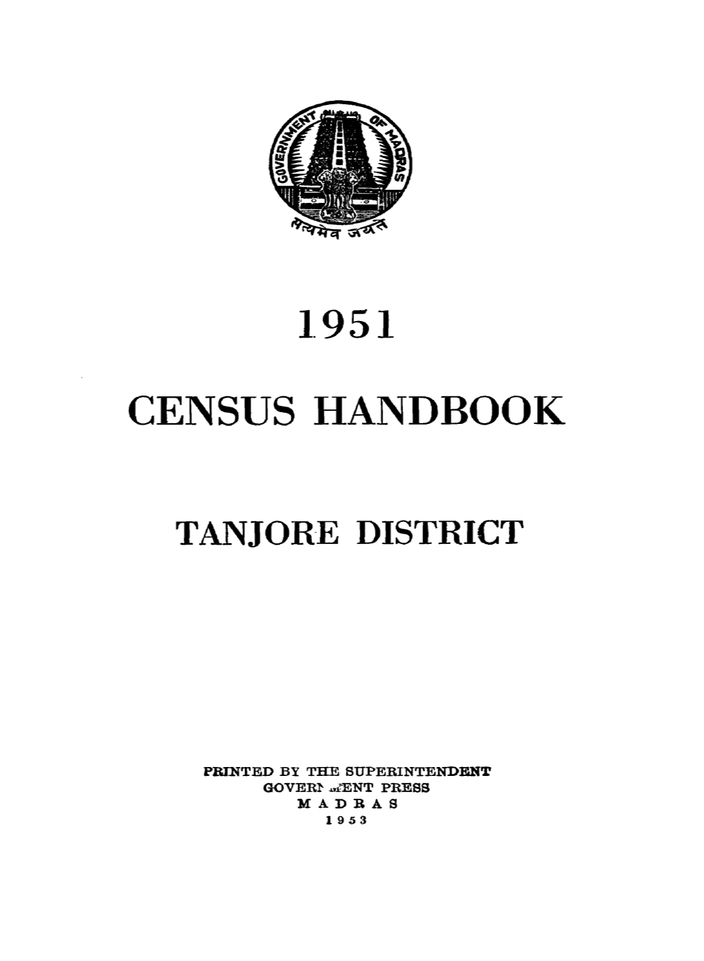 Census Handbook, Tanjore