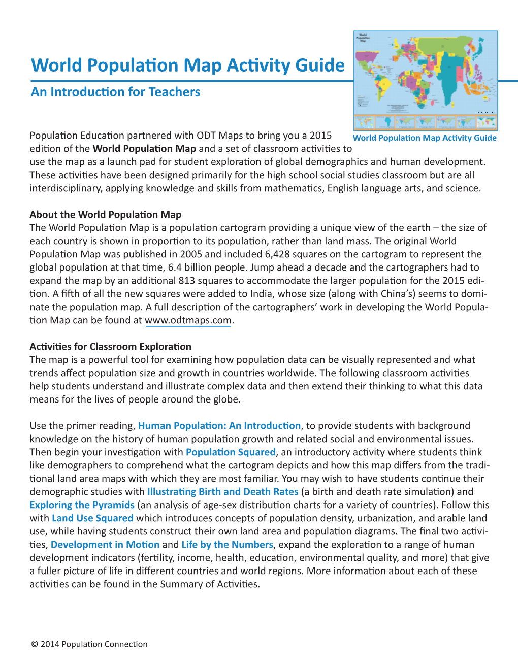 World Population Map Activity Guide