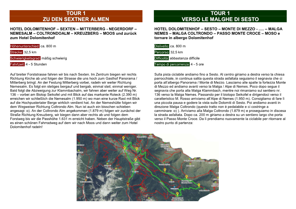 Tour 1 Zu Den Sextner Almen Verso Le Malghe Di Sesto
