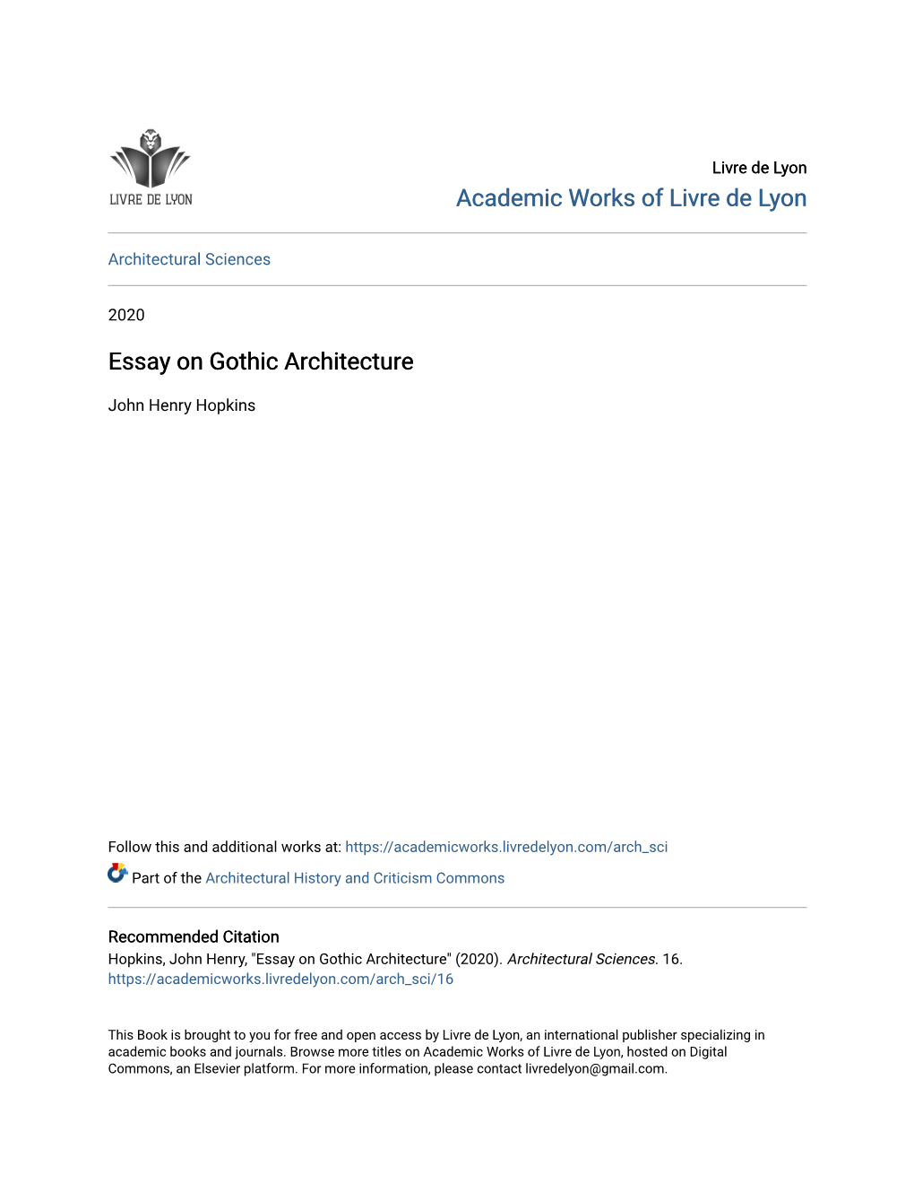 Essay on Gothic Architecture