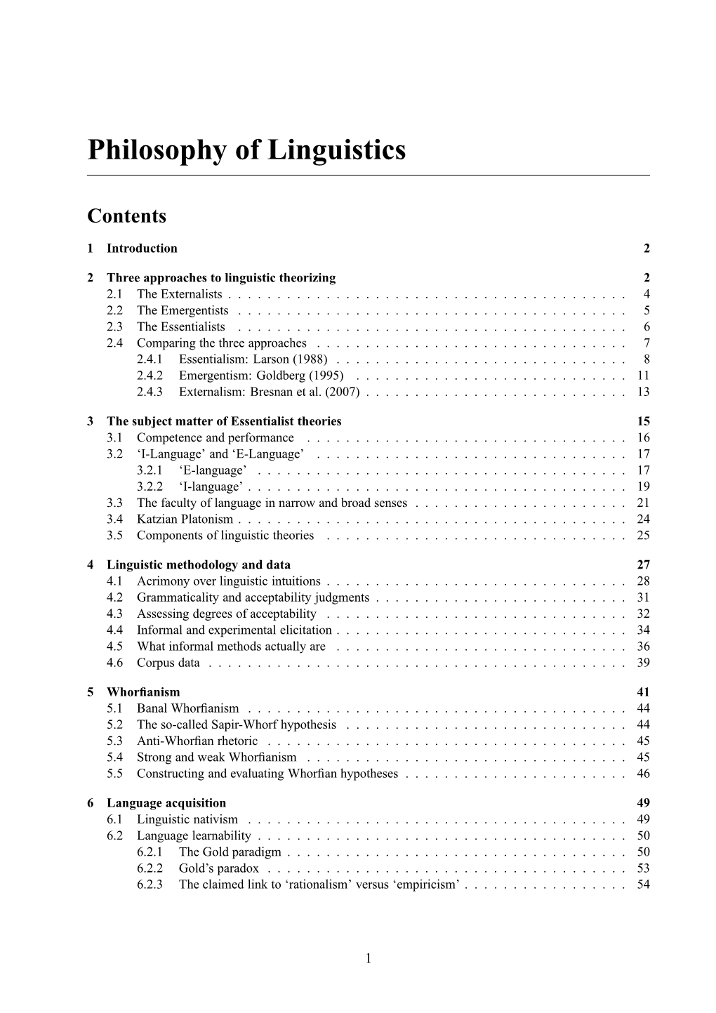 Philosophy of Linguistics