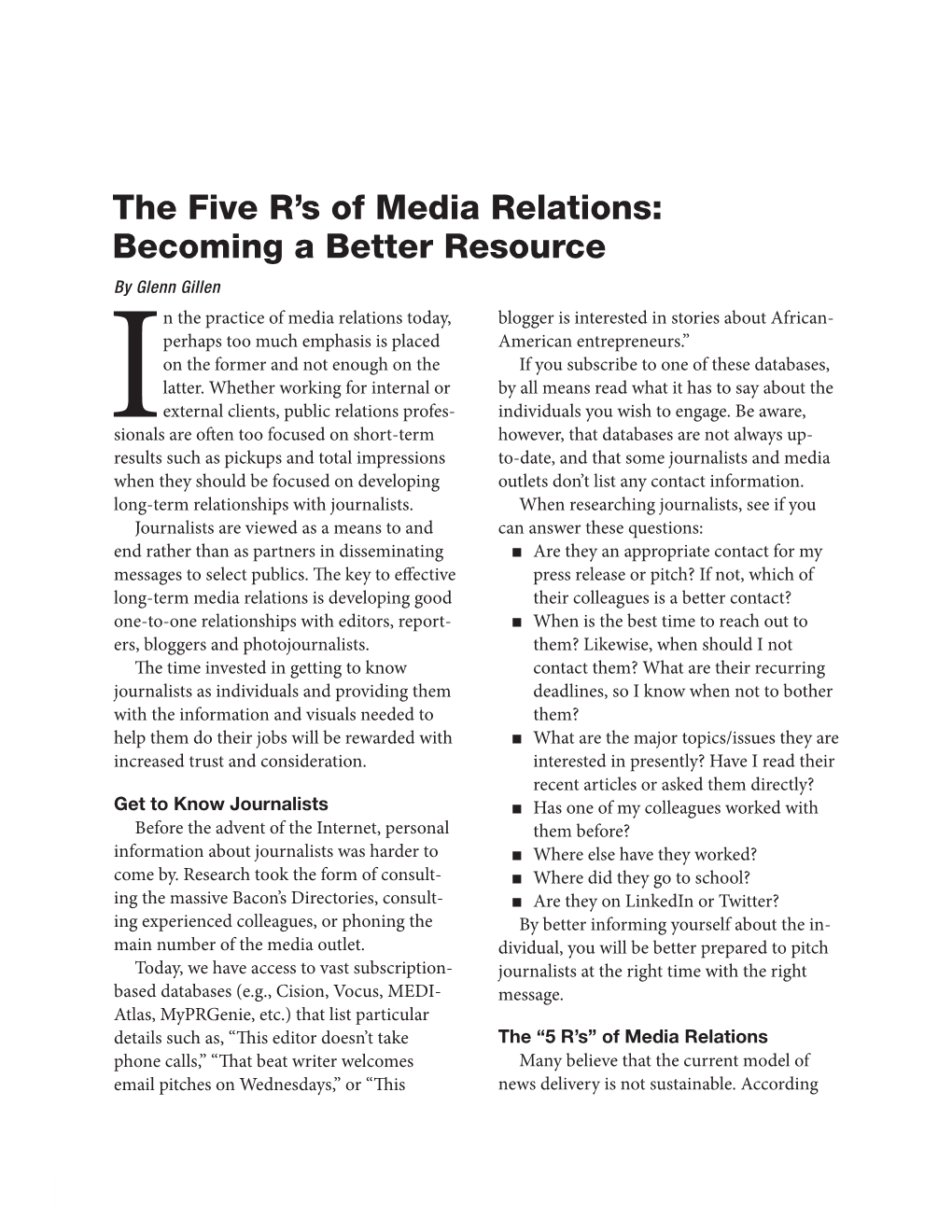 The Five R's of Media Relations: Becoming a Better Resource