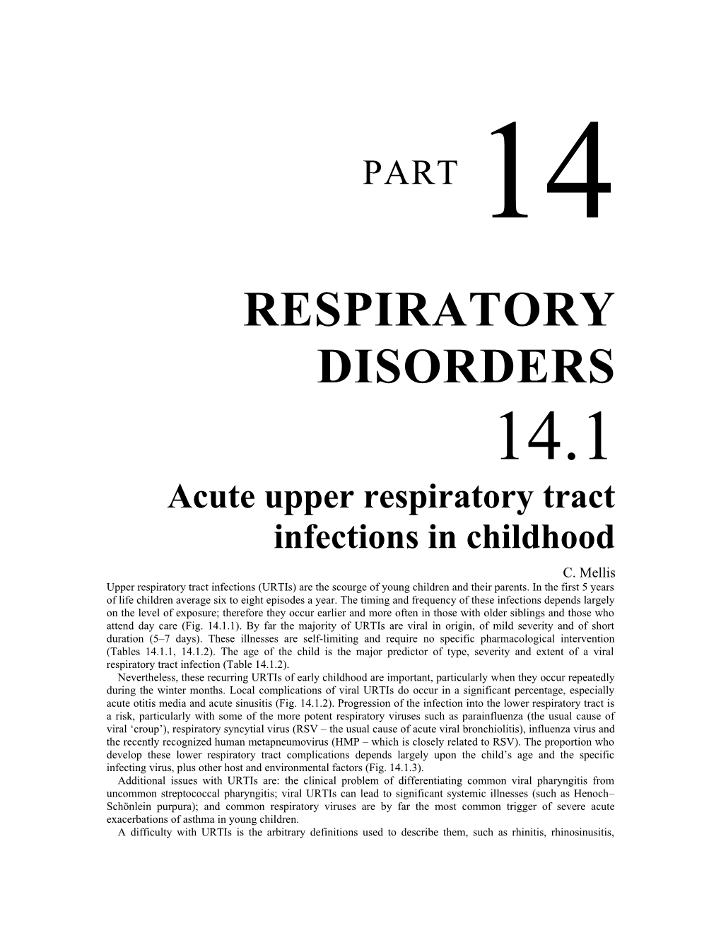 Acute Upper Respiratory Tract Infections in Childhood