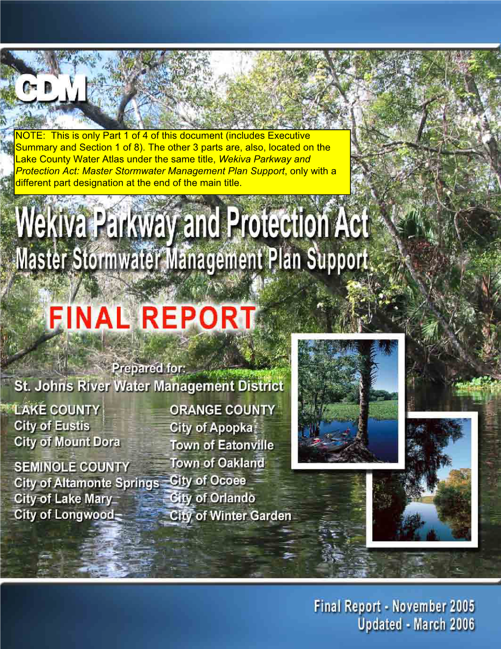 Wekiva Parkway & Protection Act Master Stormwater Management Plan Support