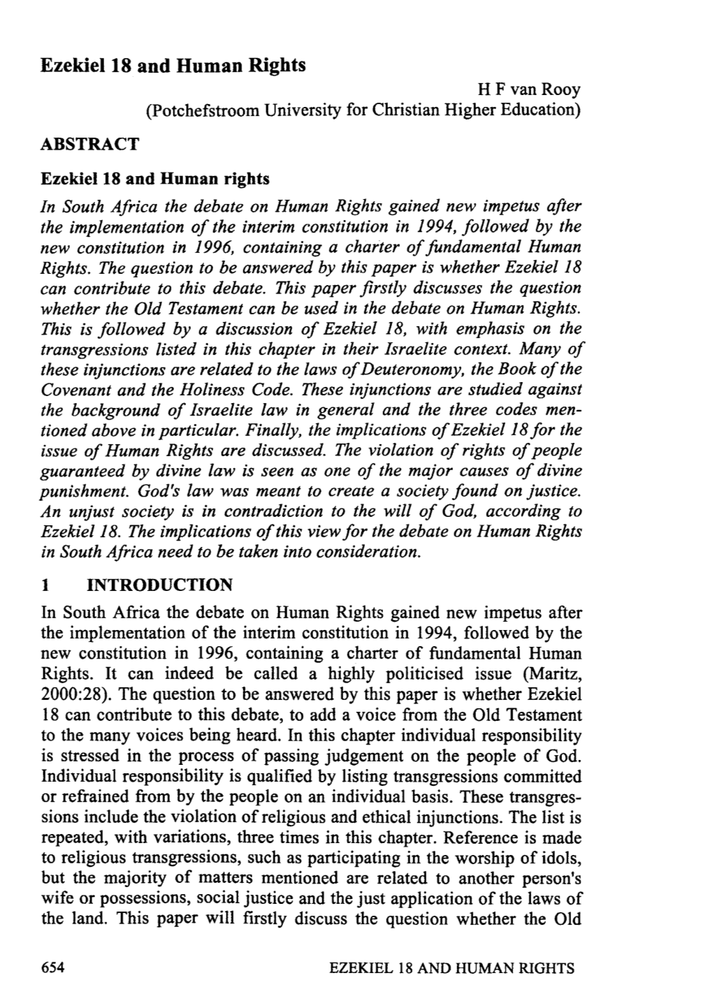 Ezekiel 18 and Human Rights