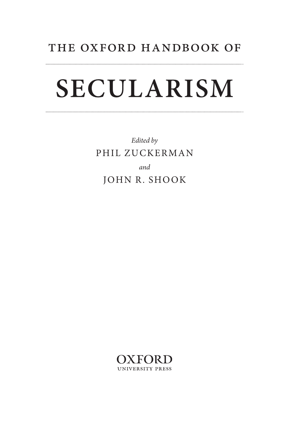 The Oxford Handbook of SECULARISM
