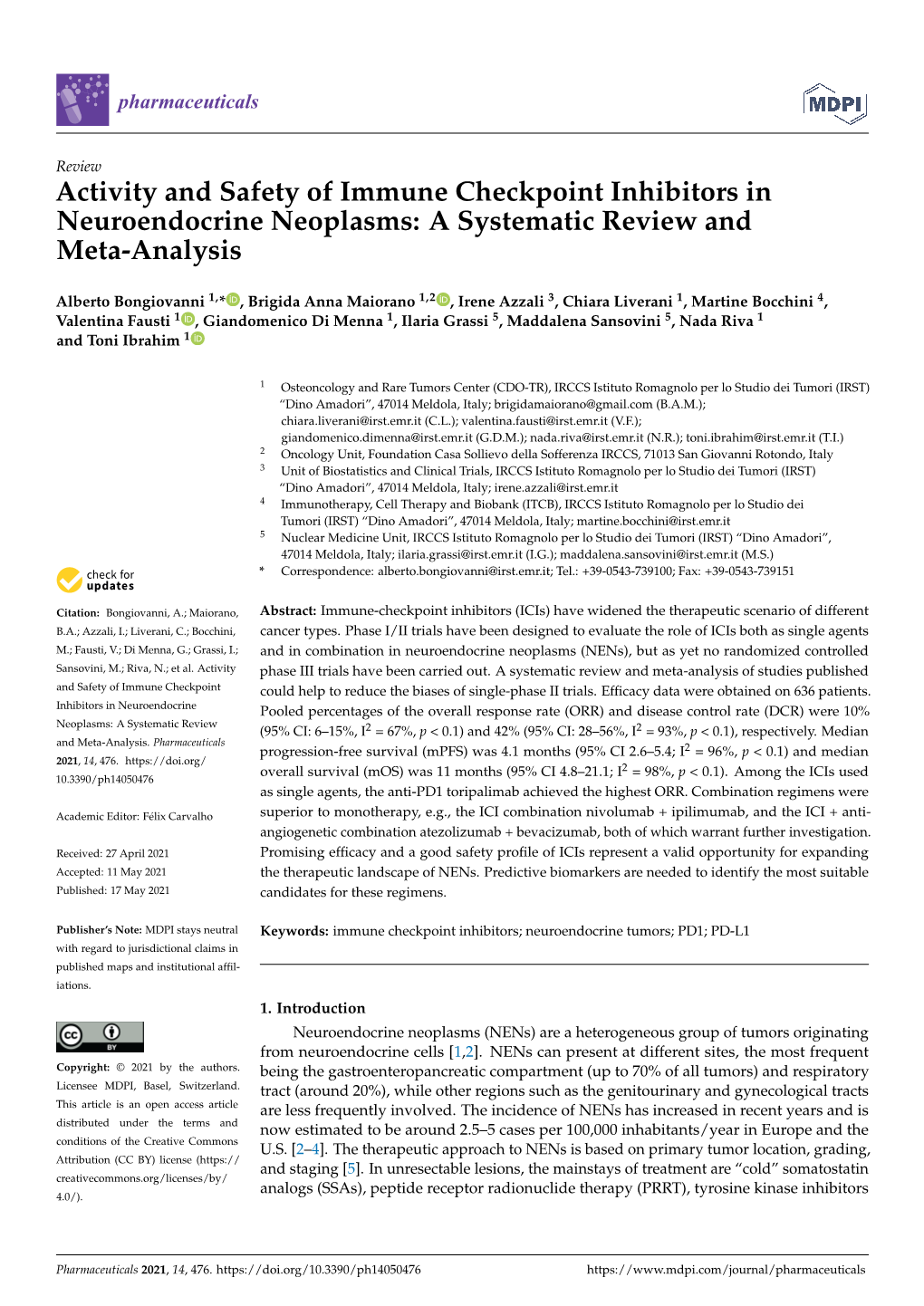 Activity and Safety of Immune Checkpoint Inhibitors in Neuroendocrine Neoplasms: a Systematic Review and Meta-Analysis