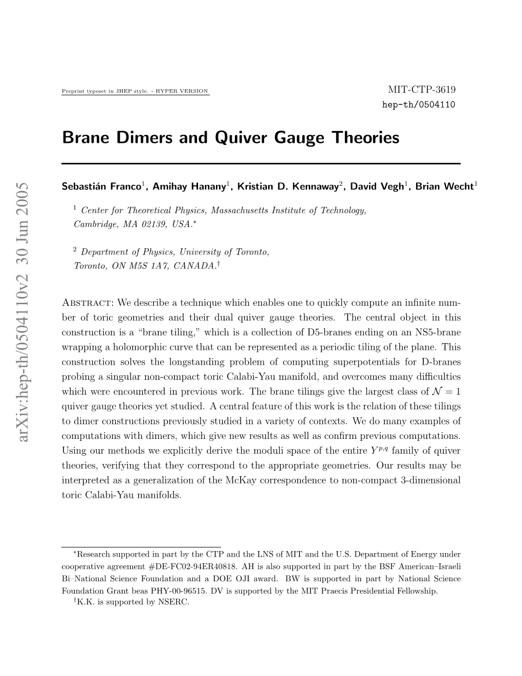 Brane Dimers and Quiver Gauge Theories
