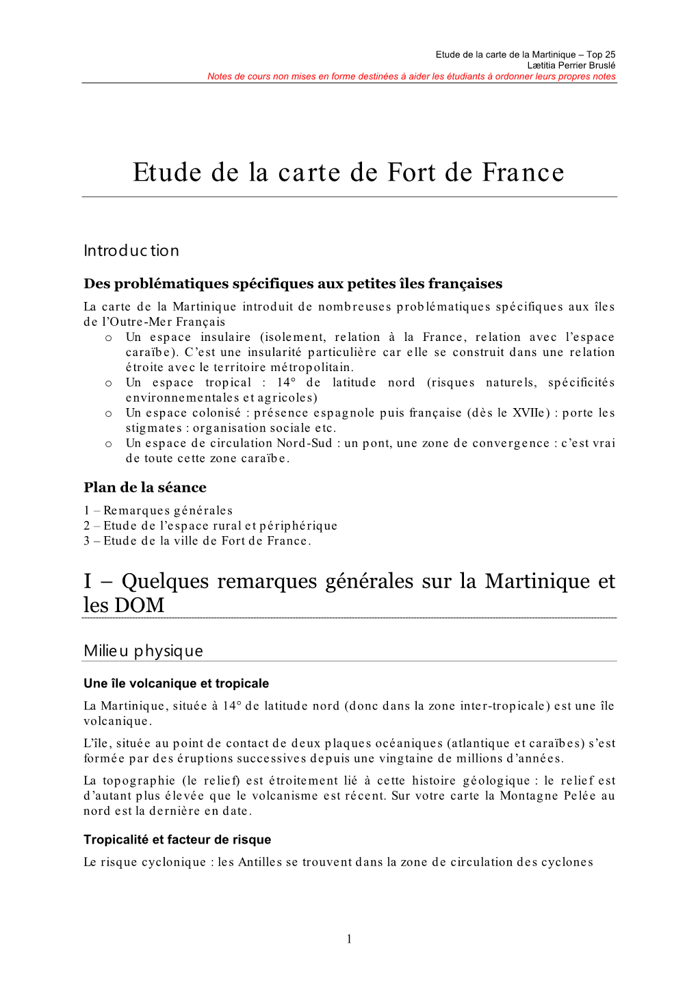 Etude De La Carte De Fort De France