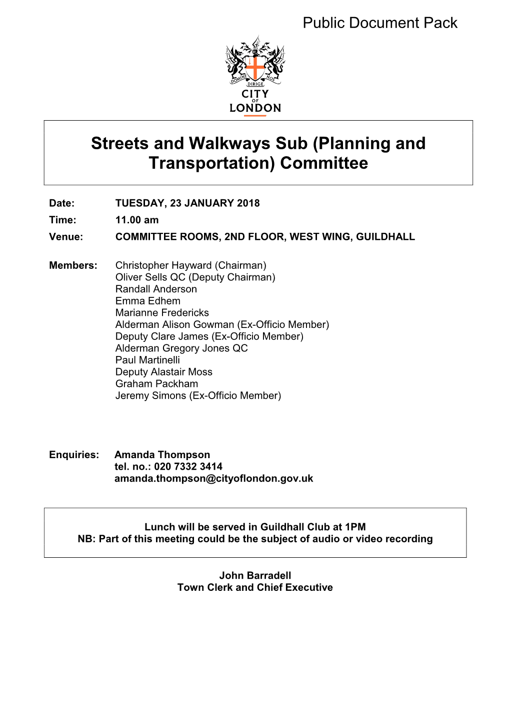 (Public Pack)Agenda Document for Streets and Walkways Sub