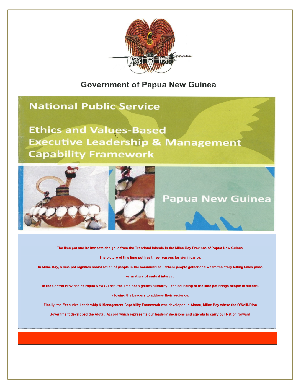 Public Service Ethics and Values-Based Leadership Capability Framework Papua New Guinea
