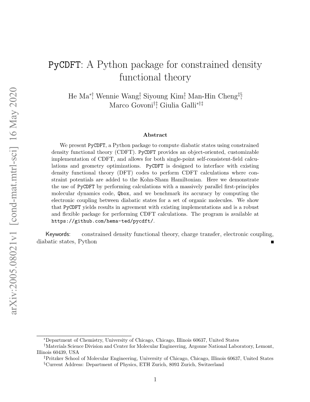 Pycdft: a Python Package for Constrained Density Functional Theory