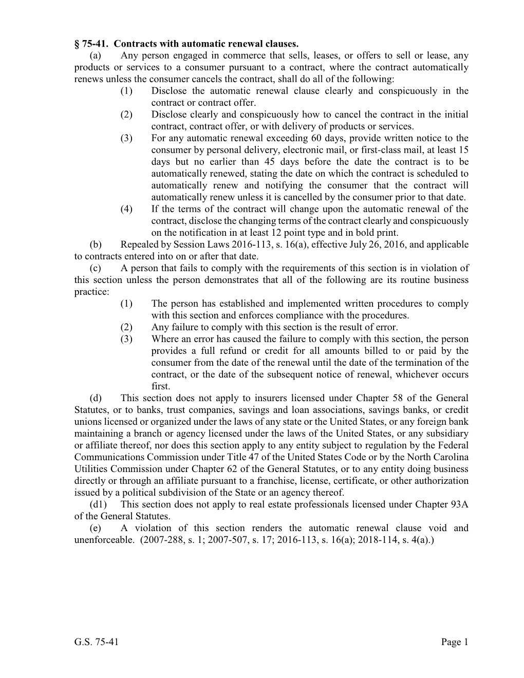 GS 75-41 Page 1 § 75-41. Contracts