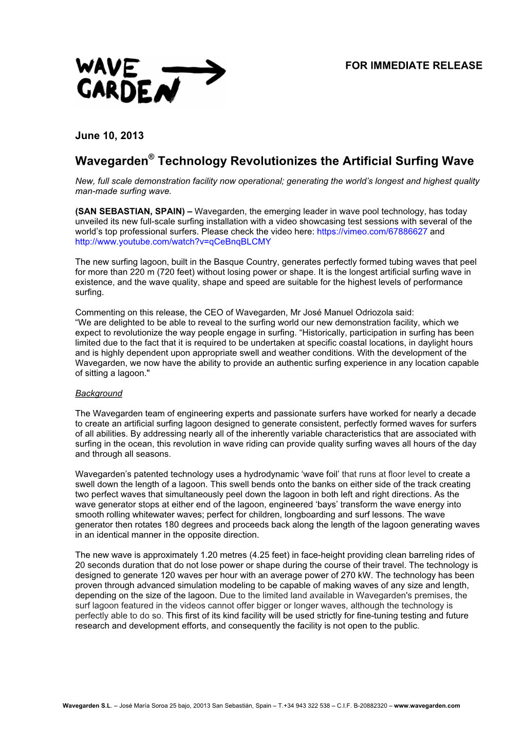 Wavegarden® Technology Revolutionizes the Artificial Surfing Wave
