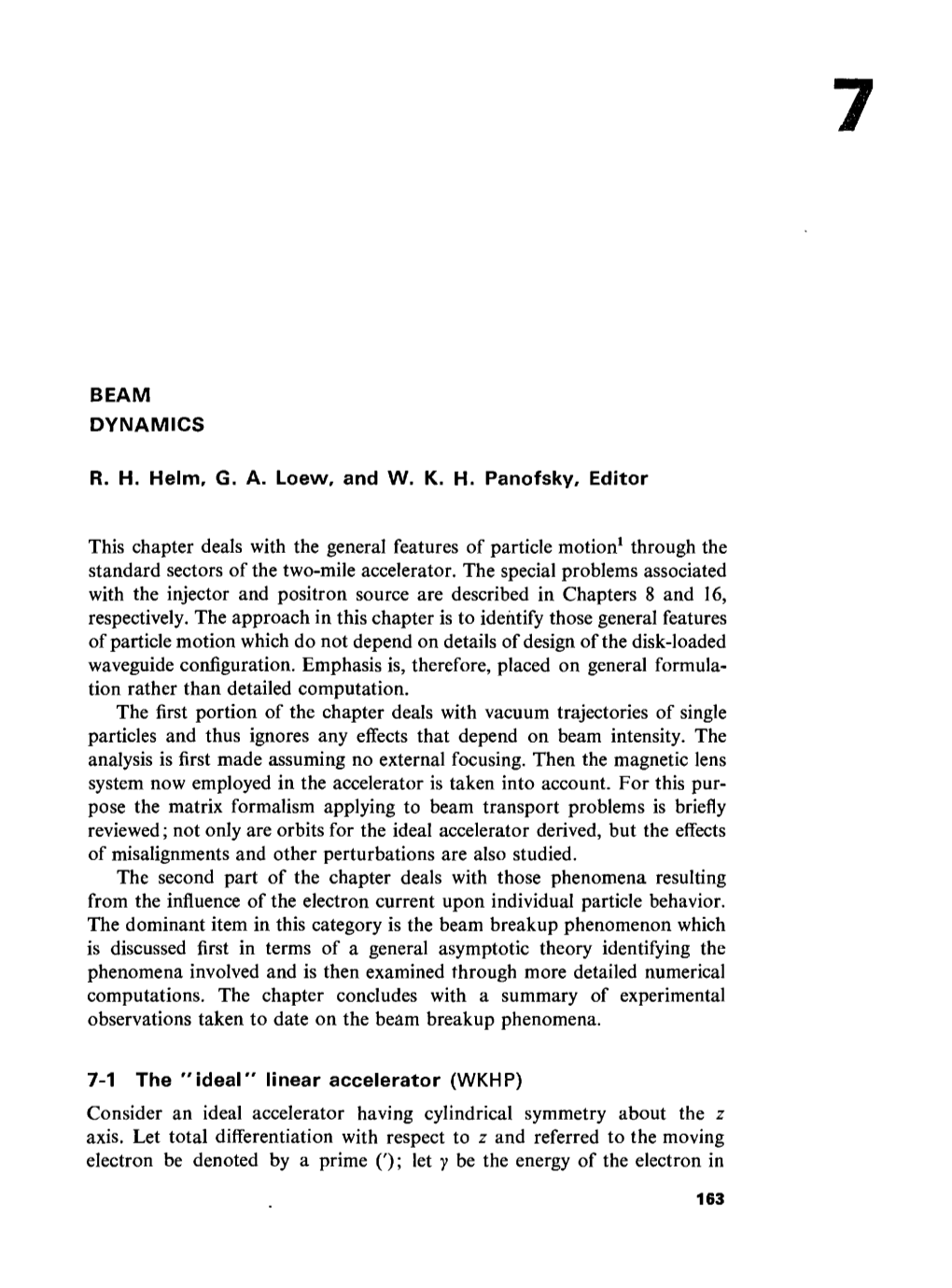 Chapter Deals with the General Features of Particle Motion1 Through the Standard Sectors of the Two-Mile Accelerator